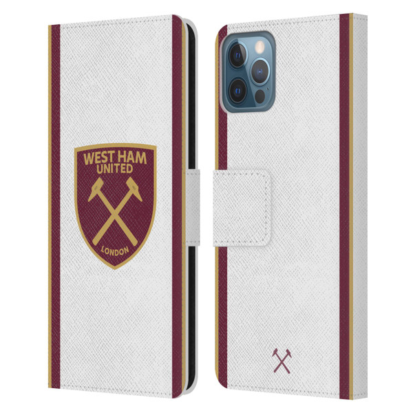 West Ham United FC 2024/25 Crest Kit Third Leather Book Wallet Case Cover For Apple iPhone 12 / iPhone 12 Pro