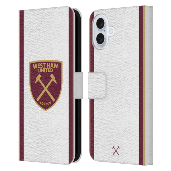 West Ham United FC 2024/25 Crest Kit Third Leather Book Wallet Case Cover For Apple iPhone 16 Plus