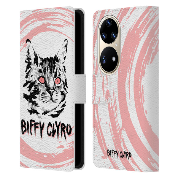 Biffy Clyro Graphics Cat Leather Book Wallet Case Cover For Huawei P50 Pro