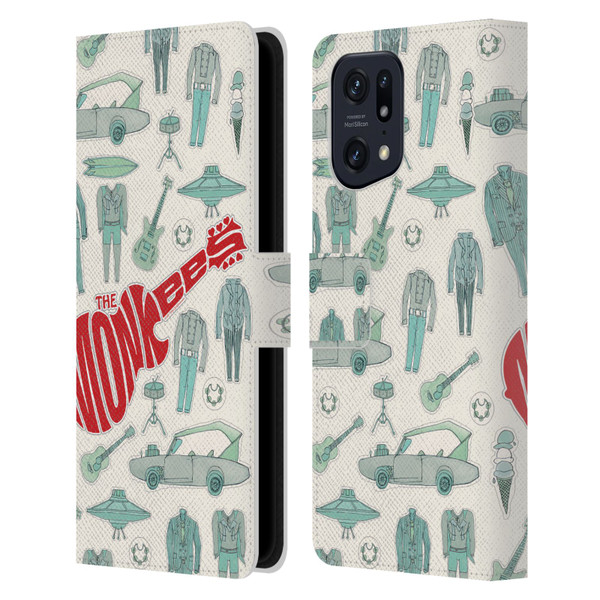 The Monkees Graphics Pattern Leather Book Wallet Case Cover For OPPO Find X5