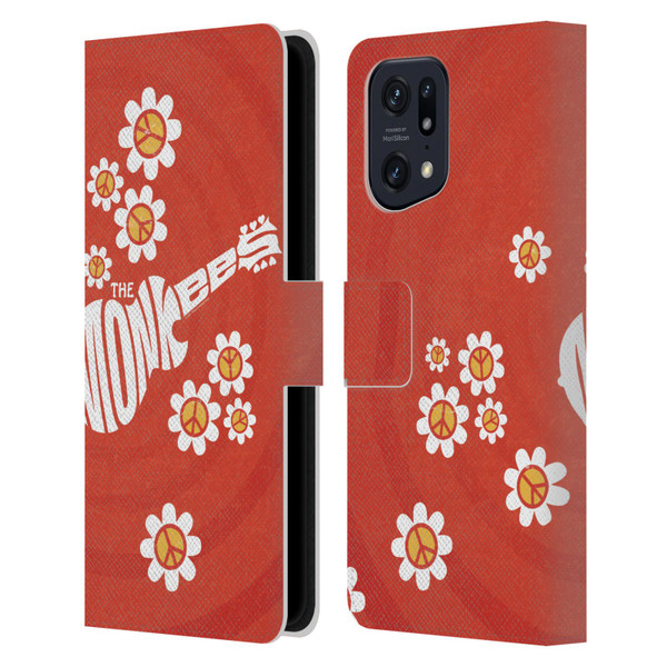 The Monkees Graphics Pattern In Red Leather Book Wallet Case Cover For OPPO Find X5