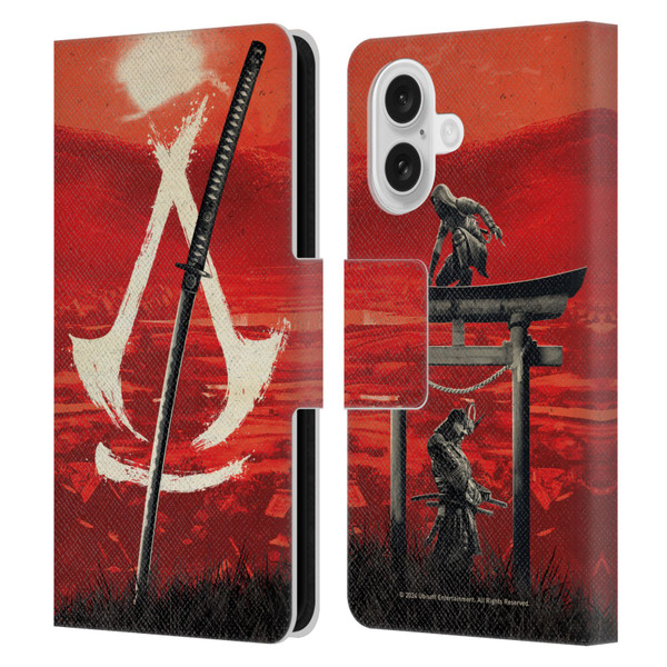 Assassin's Creed Shadows Graphics Crest Katana Leather Book Wallet Case Cover For Apple iPhone 16