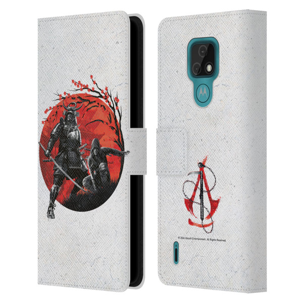 Assassin's Creed Shadows Graphics Japan Flag Characters Leather Book Wallet Case Cover For Motorola Moto E7