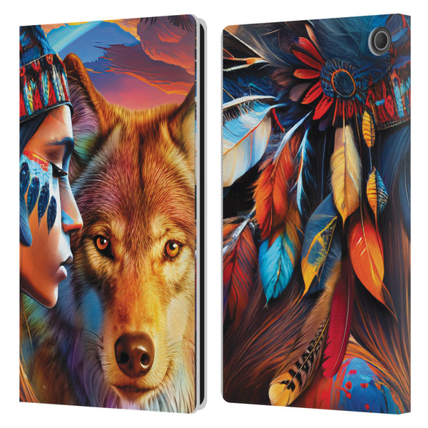 Michael David Ward Animals Wolf Leather Book Wallet Case Cover For Amazon Fire Max 11 2023
