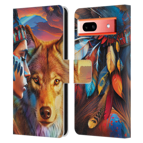 Michael David Ward Animals Wolf Leather Book Wallet Case Cover For Google Pixel 7a