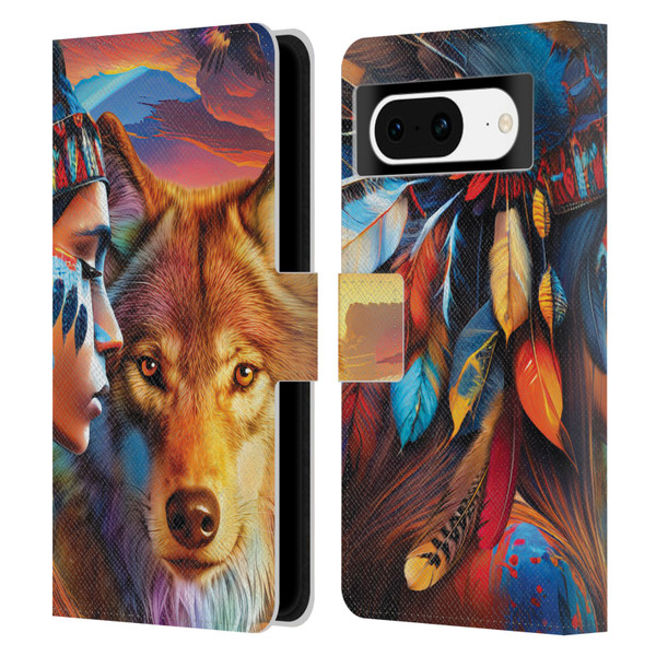 Michael David Ward Animals Wolf Leather Book Wallet Case Cover For Google Pixel 8