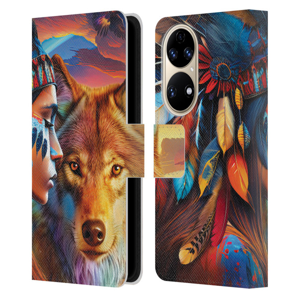 Michael David Ward Animals Wolf Leather Book Wallet Case Cover For Huawei P50