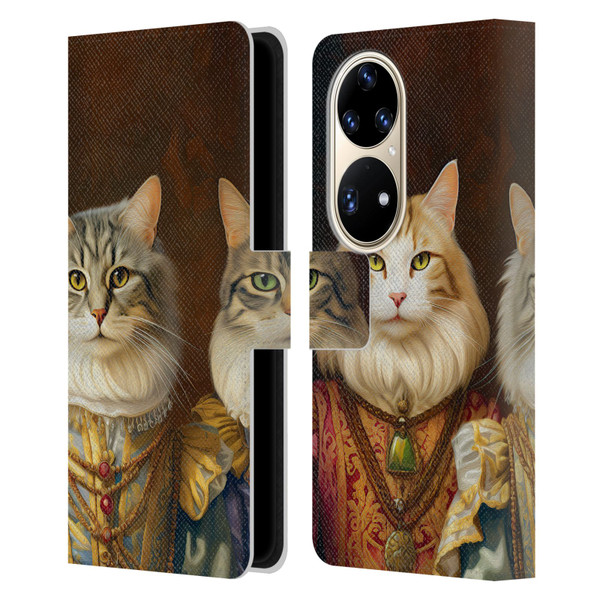Michael David Ward Animals Fancy Cats Leather Book Wallet Case Cover For Huawei P50 Pro
