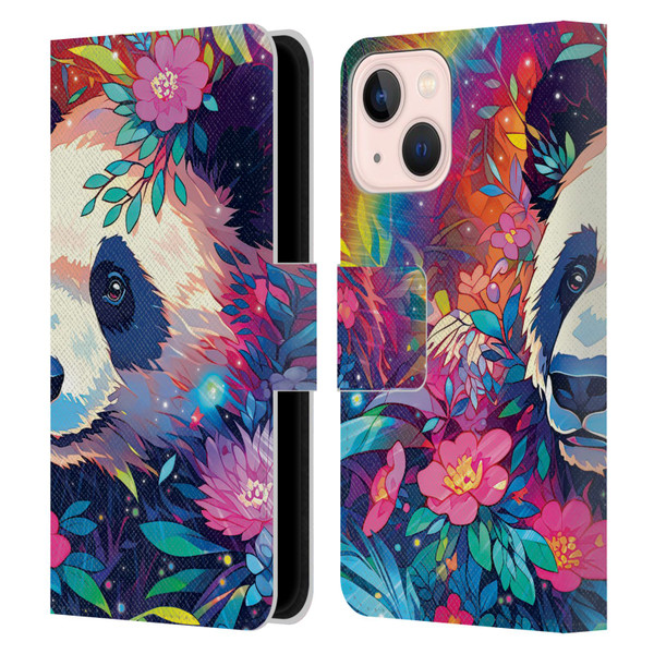 Michael David Ward Animals Panda Leather Book Wallet Case Cover For Apple iPhone 13 Mini