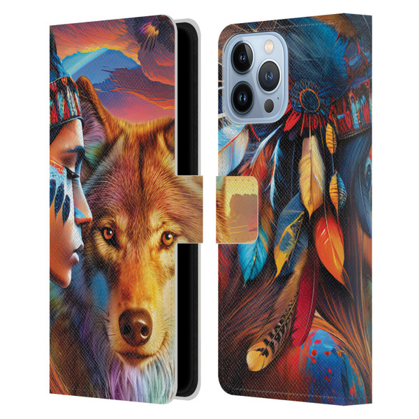 Michael David Ward Animals Wolf Leather Book Wallet Case Cover For Apple iPhone 13 Pro Max