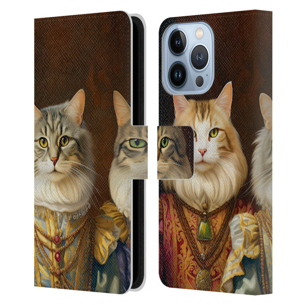 Michael David Ward Animals Fancy Cats Leather Book Wallet Case Cover For Apple iPhone 13 Pro