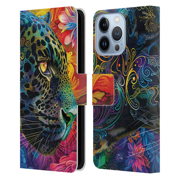 Michael David Ward Animals Wild Tapestry Leather Book Wallet Case Cover For Apple iPhone 13 Pro