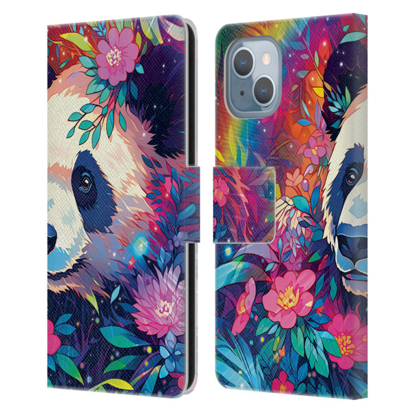 Michael David Ward Animals Panda Leather Book Wallet Case Cover For Apple iPhone 14