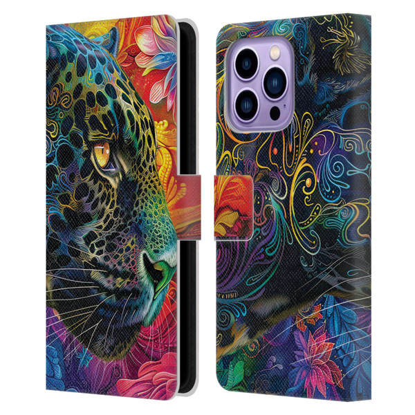 Michael David Ward Animals Wild Tapestry Leather Book Wallet Case Cover For Apple iPhone 14 Pro Max