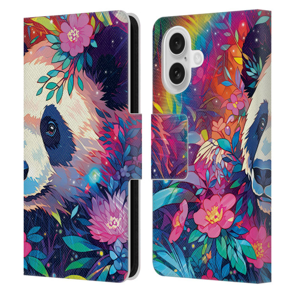 Michael David Ward Animals Panda Leather Book Wallet Case Cover For Apple iPhone 16
