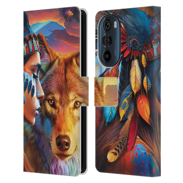 Michael David Ward Animals Wolf Leather Book Wallet Case Cover For Motorola Edge 30
