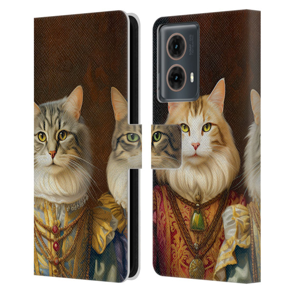 Michael David Ward Animals Fancy Cats Leather Book Wallet Case Cover For Motorola Moto G85