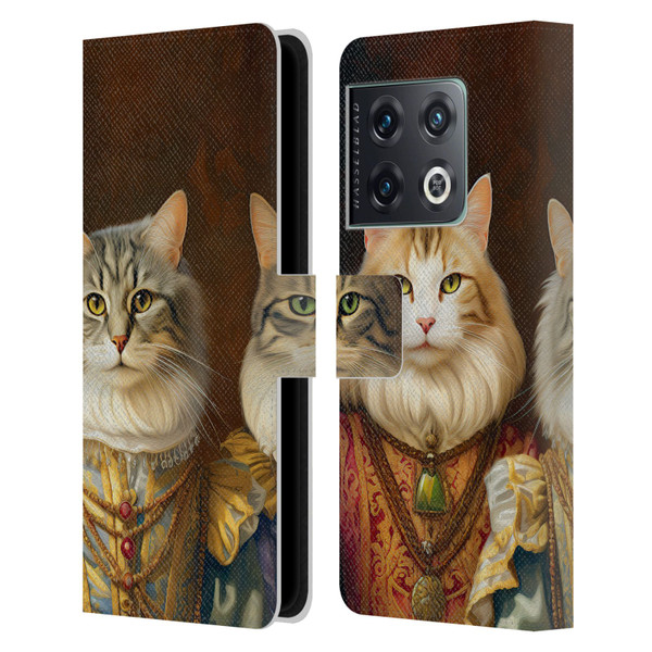 Michael David Ward Animals Fancy Cats Leather Book Wallet Case Cover For OnePlus 10 Pro