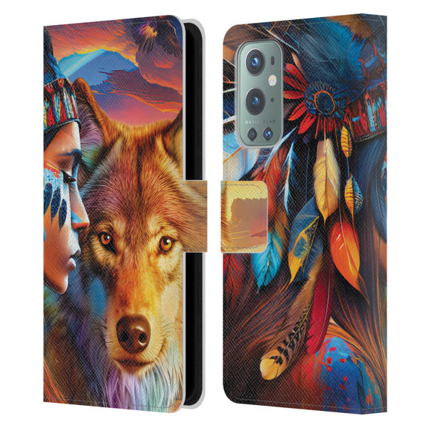 Michael David Ward Animals Wolf Leather Book Wallet Case Cover For OnePlus 9