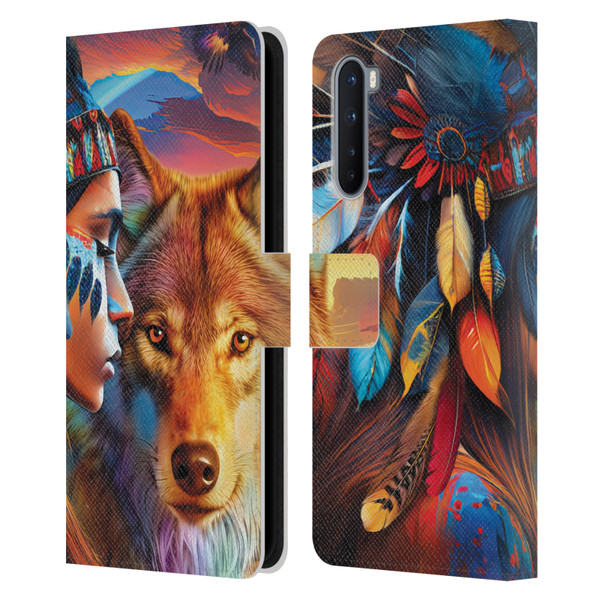 Michael David Ward Animals Wolf Leather Book Wallet Case Cover For OnePlus Nord 5G