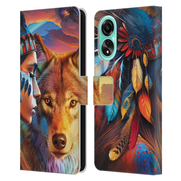 Michael David Ward Animals Wolf Leather Book Wallet Case Cover For OPPO A78 4G
