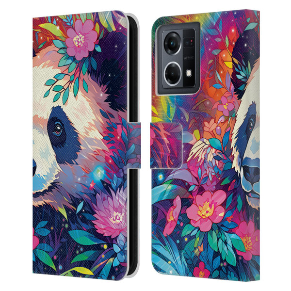 Michael David Ward Animals Panda Leather Book Wallet Case Cover For OPPO Reno8 4G