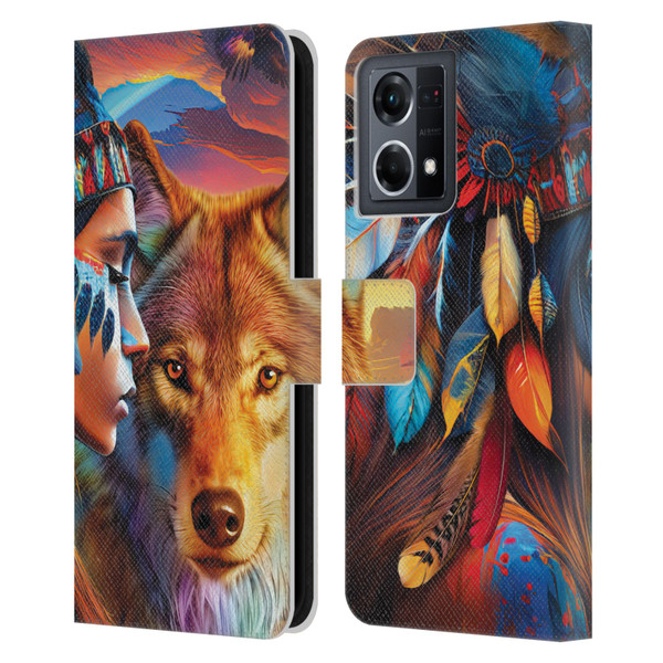 Michael David Ward Animals Wolf Leather Book Wallet Case Cover For OPPO Reno8 4G