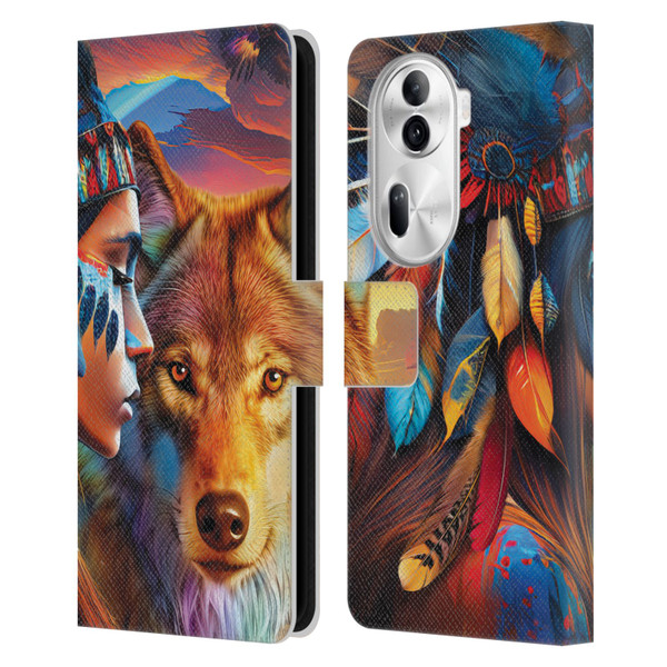 Michael David Ward Animals Wolf Leather Book Wallet Case Cover For OPPO Reno11