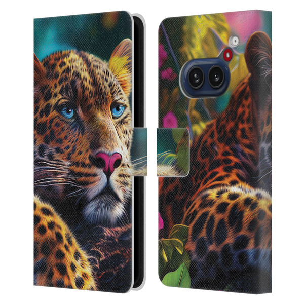 Michael David Ward Animals Reclining Leopard Leather Book Wallet Case Cover For Nothing Phone (2a)