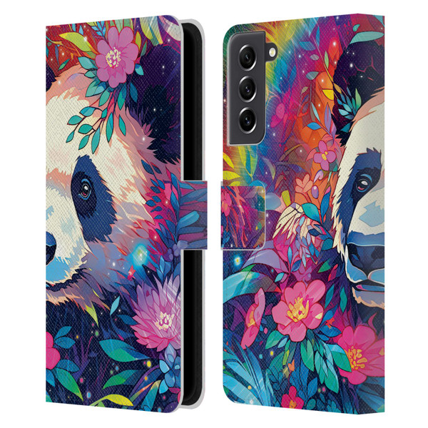 Michael David Ward Animals Panda Leather Book Wallet Case Cover For Samsung Galaxy S21 FE 5G