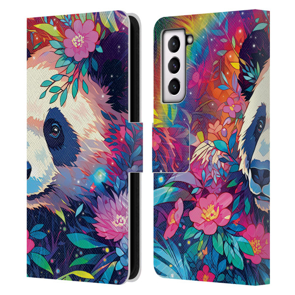 Michael David Ward Animals Panda Leather Book Wallet Case Cover For Samsung Galaxy S21 5G