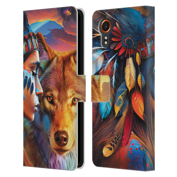 Michael David Ward Animals Wolf Leather Book Wallet Case Cover For Samsung Galaxy Xcover7 5G