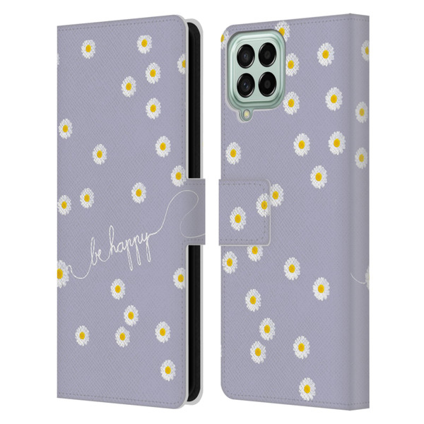 Monika Strigel Happy Daisy Lavender Leather Book Wallet Case Cover For Samsung Galaxy M33 (2022)