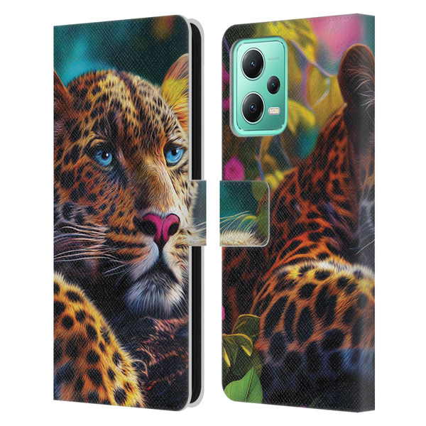 Michael David Ward Animals Reclining Leopard Leather Book Wallet Case Cover For Xiaomi Redmi Note 12 5G