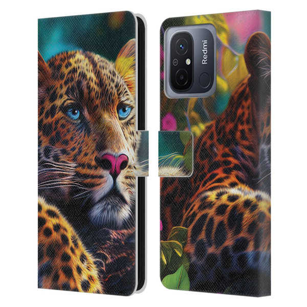 Michael David Ward Animals Reclining Leopard Leather Book Wallet Case Cover For Xiaomi Redmi 12C