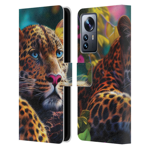 Michael David Ward Animals Reclining Leopard Leather Book Wallet Case Cover For Xiaomi 12 Pro