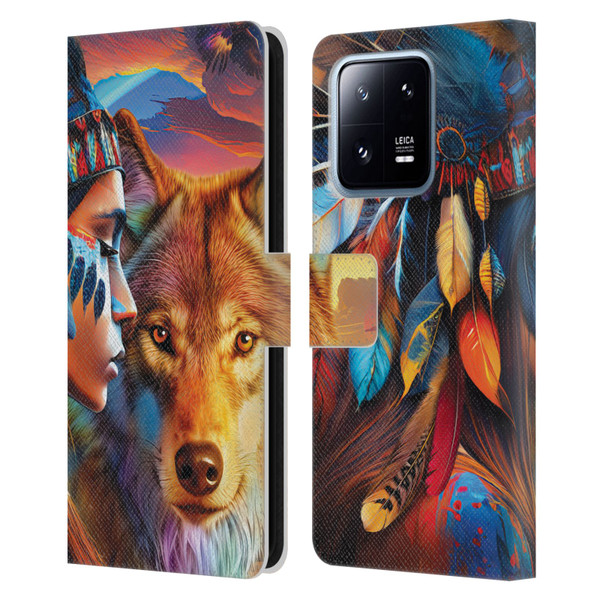 Michael David Ward Animals Wolf Leather Book Wallet Case Cover For Xiaomi 13 Pro 5G
