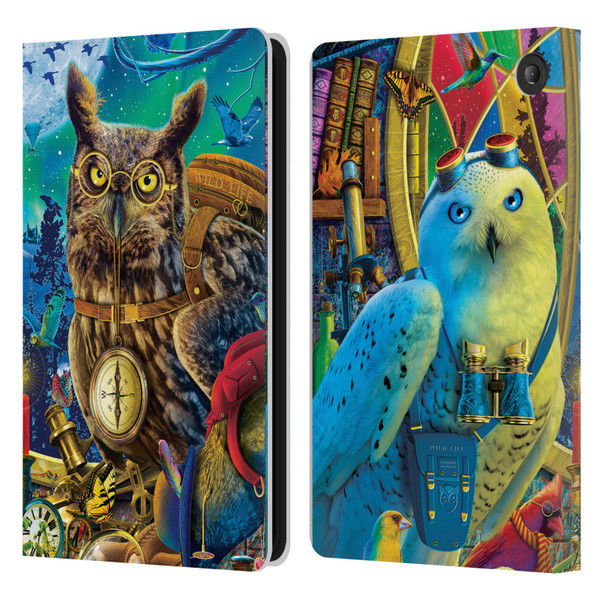 Michael David Ward Fantasy & Whimsical Explorers Leather Book Wallet Case Cover For Amazon Fire 7 2022