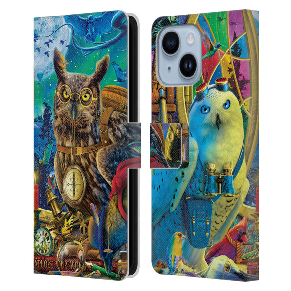 Michael David Ward Fantasy & Whimsical Explorers Leather Book Wallet Case Cover For Apple iPhone 14 Plus