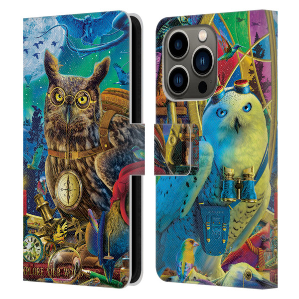 Michael David Ward Fantasy & Whimsical Explorers Leather Book Wallet Case Cover For Apple iPhone 14 Pro