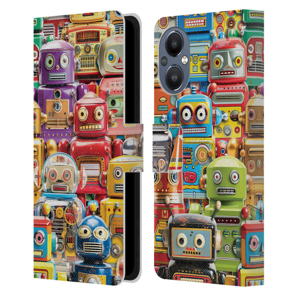 Michael David Ward Fantasy & Whimsical Toy Robots Leather Book Wallet Case Cover For OnePlus Nord N20 5G