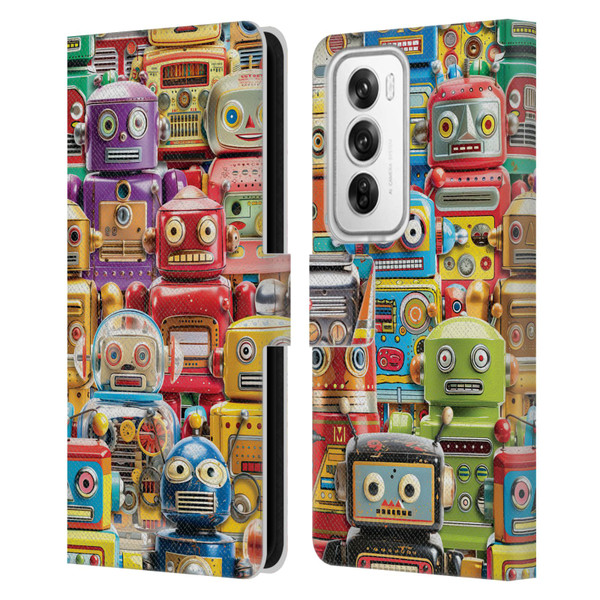 Michael David Ward Fantasy & Whimsical Toy Robots Leather Book Wallet Case Cover For OPPO Reno12 Pro 5G