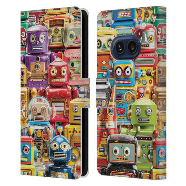 Michael David Ward Fantasy & Whimsical Toy Robots Leather Book Wallet Case Cover For Nothing Phone (2a)