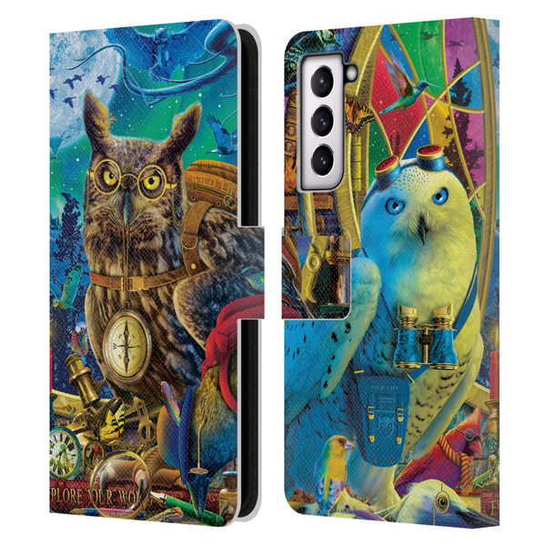 Michael David Ward Fantasy & Whimsical Explorers Leather Book Wallet Case Cover For Samsung Galaxy S21 5G