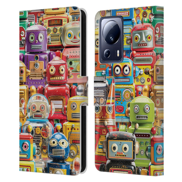 Michael David Ward Fantasy & Whimsical Toy Robots Leather Book Wallet Case Cover For Xiaomi 13 Lite 5G