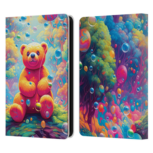 Michael David Ward Psychedelic Art Teddy Bear In Wonderland Leather Book Wallet Case Cover For Amazon Kindle 11th Gen 6in 2022