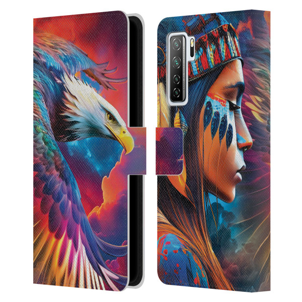 Michael David Ward Psychedelic Art Eagle Leather Book Wallet Case Cover For Huawei Nova 7 SE/P40 Lite 5G
