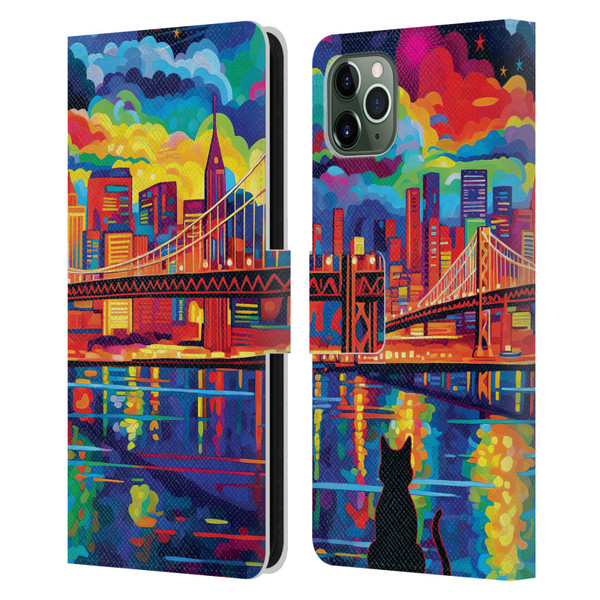 Michael David Ward Psychedelic Art Midnight In San Francisco Leather Book Wallet Case Cover For Apple iPhone 11 Pro Max