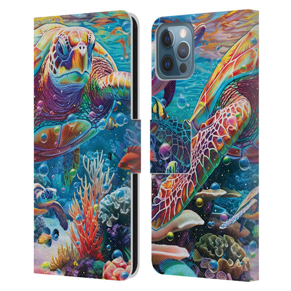 Michael David Ward Psychedelic Art Turtle Magic Leather Book Wallet Case Cover For Apple iPhone 12 / iPhone 12 Pro