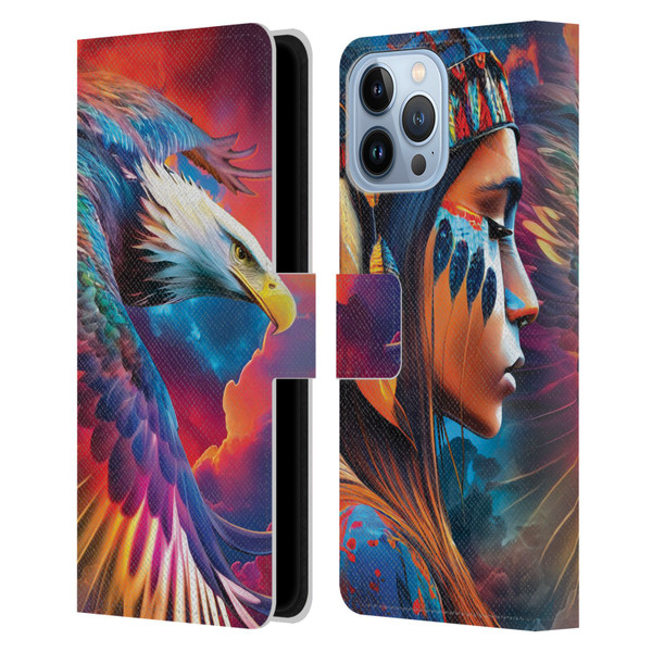 Michael David Ward Psychedelic Art Eagle Leather Book Wallet Case Cover For Apple iPhone 13 Pro Max